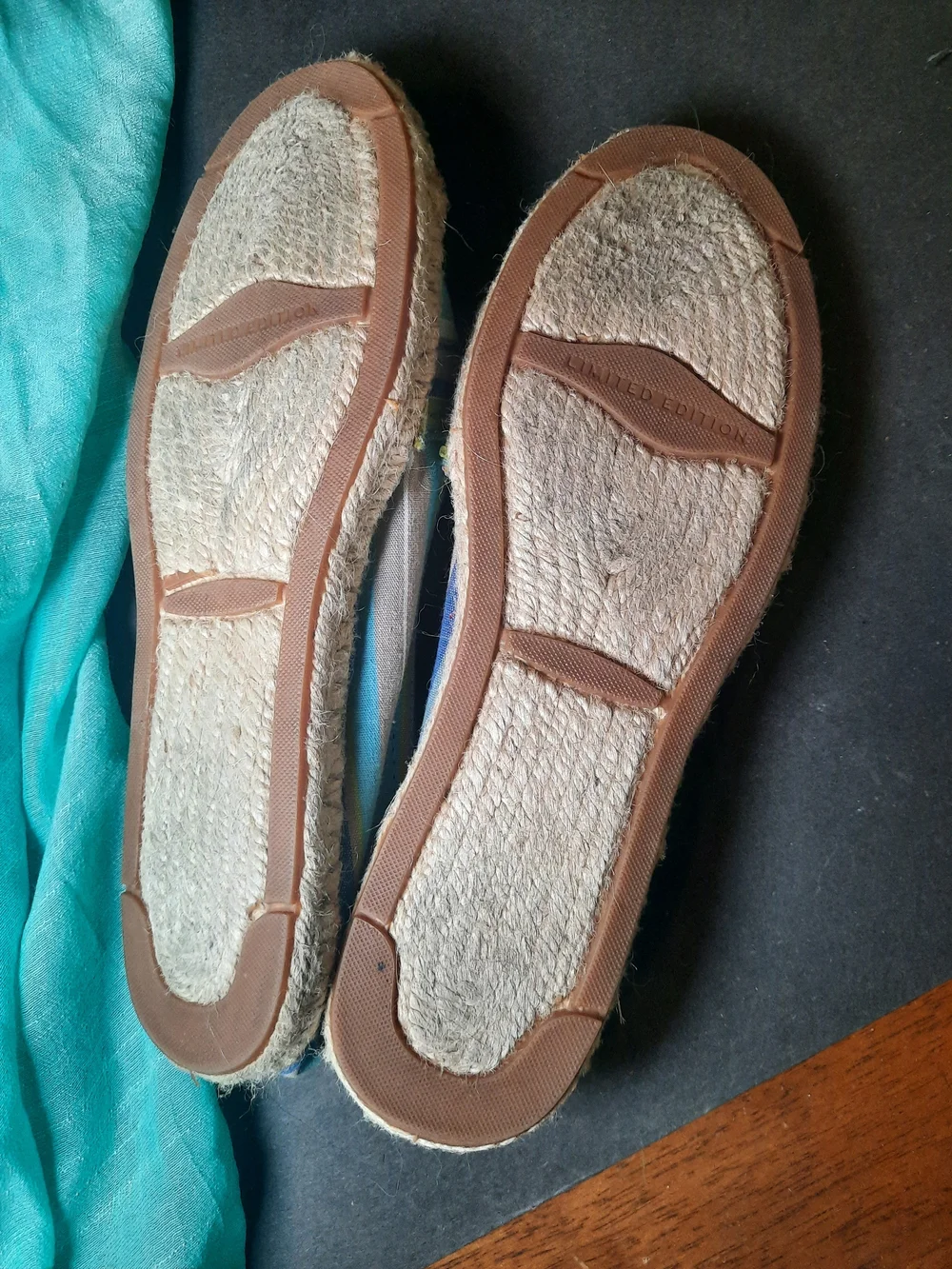 Striped Canvas Espadrille Flats in Blue and Tan